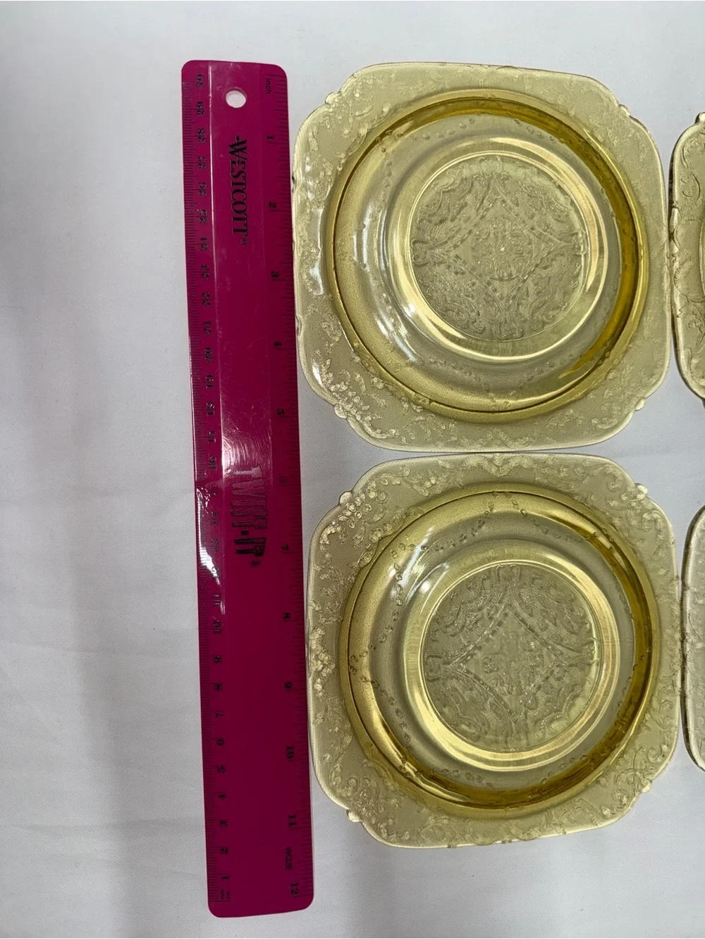 Vintage Amber Depression Glass Salad Dessert Plates Set of 4